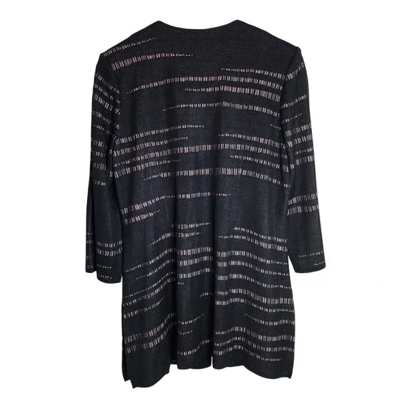 Ming Wang Sweater Jacket Women's Medium Cardigan Office Shoulder Pads Pink Black - Picture 2 of 7